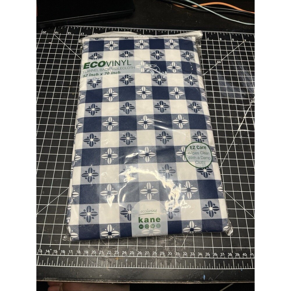 Checkered Tabletop‎ Collection, Ecovinyl Tablecloth, 52X70, Blue